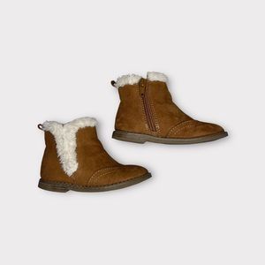 Gap Faux Fur Trim Brown Ankle Boots